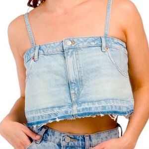 ZARA  DENIM SKIRT EFFECT CROP TOP – Women’s Medium – NWT